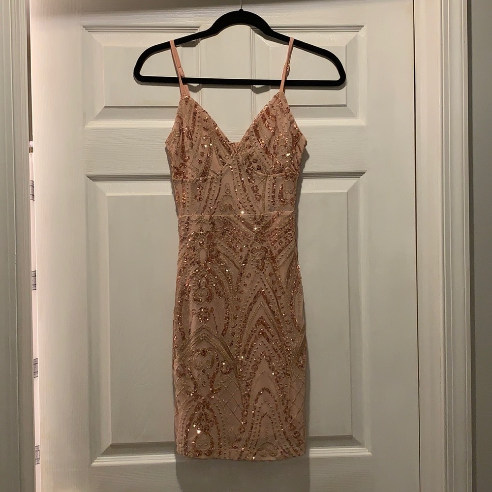 GUESS nude pink sequined cocktail dress